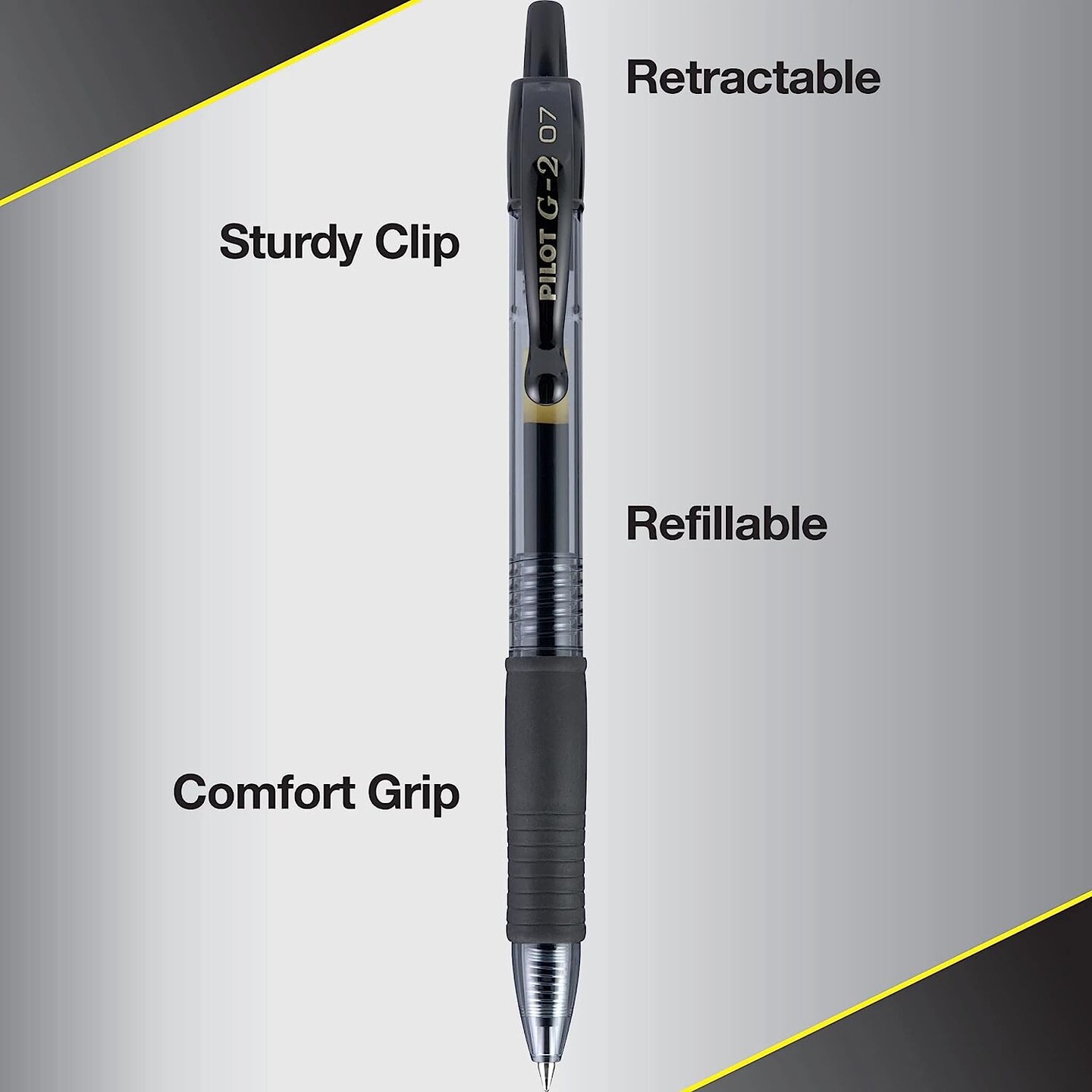 G2 Premium Refillable & Retractable Rolling Ball Gel Pens, Fine 0.7mm, Black (31020)