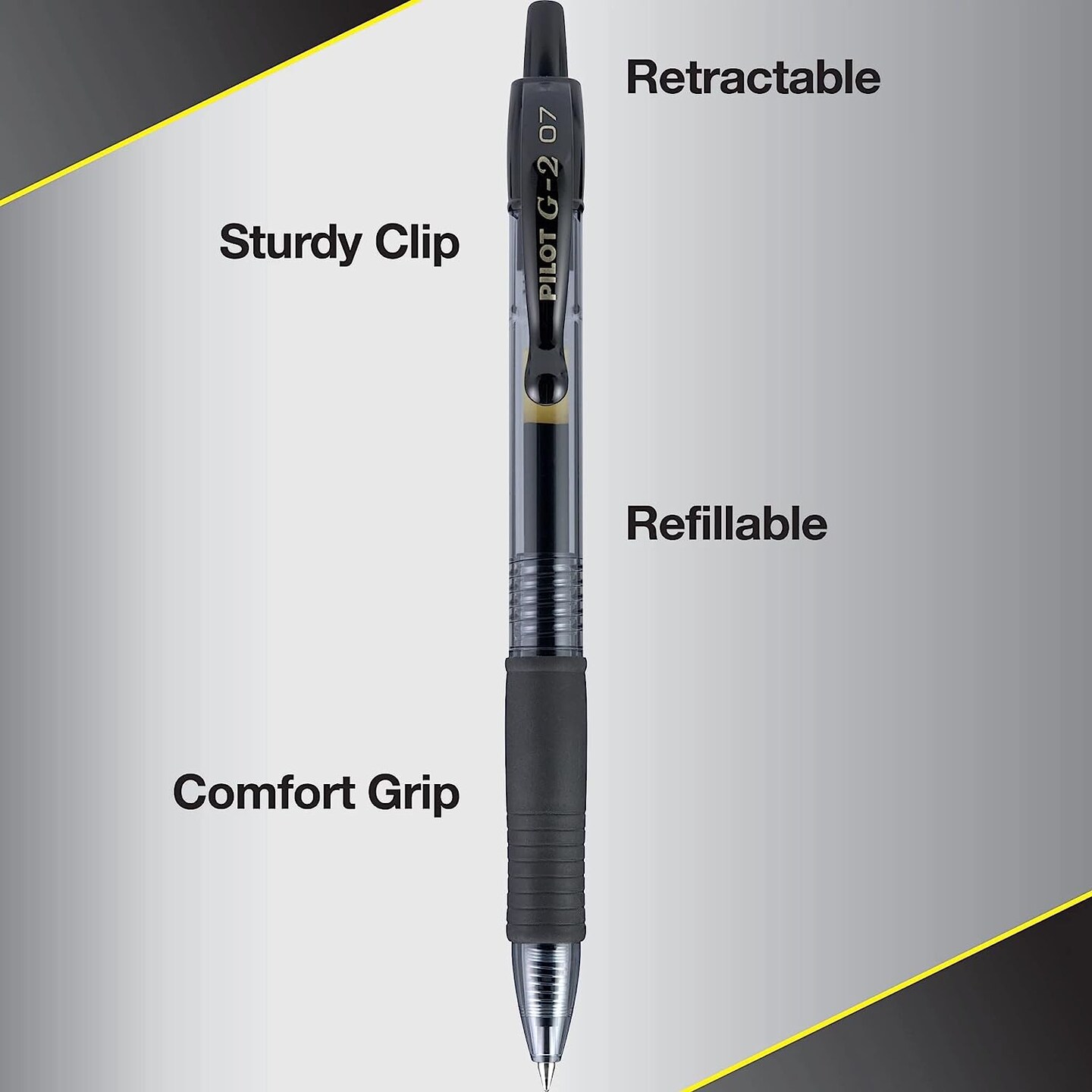 G2 Premium Refillable &#x26; Retractable Rolling Ball Gel Pens, Fine 0.7mm, Black (31020)