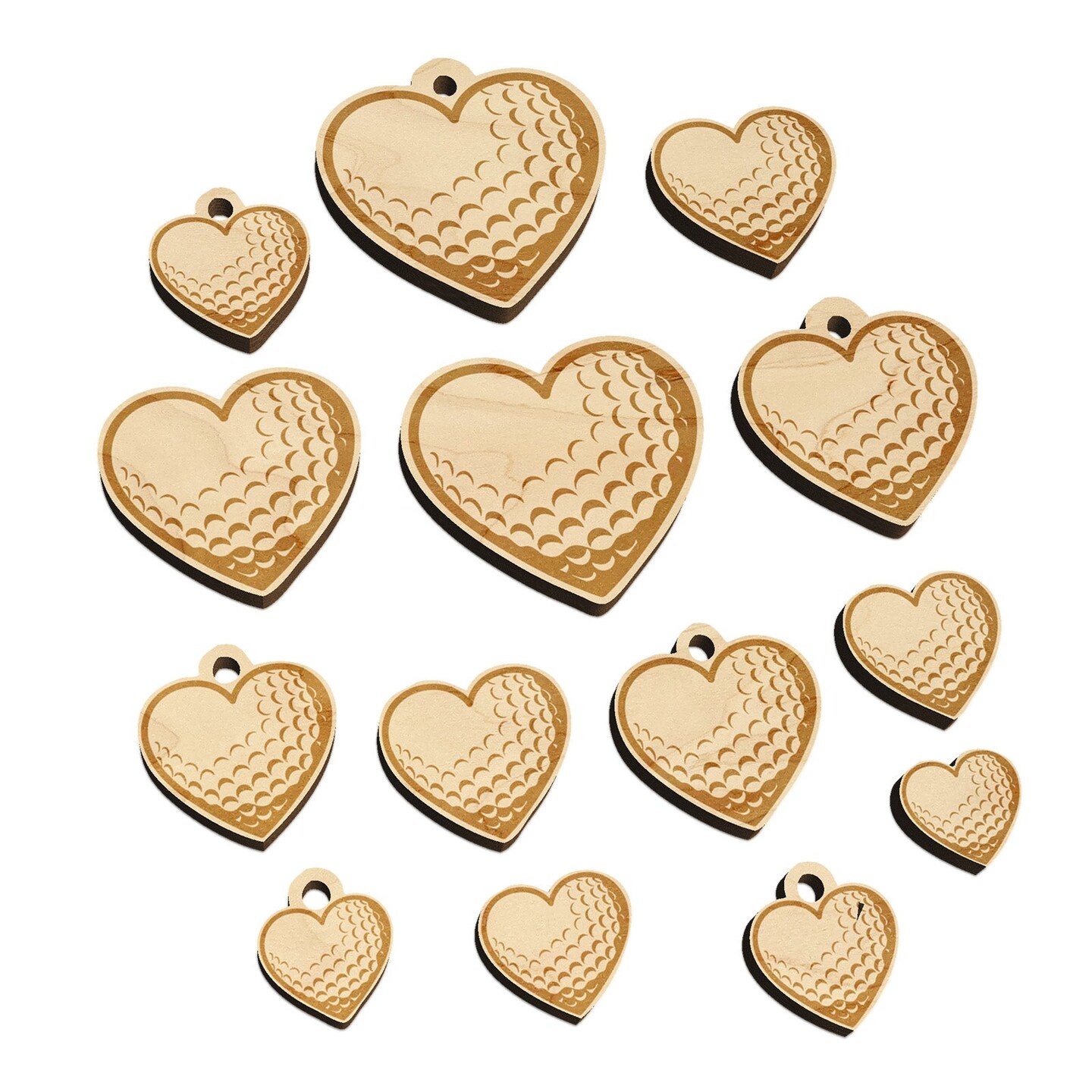 Heart Shaped Golf Ball Sports Mini Wood Shape Charms Jewelry DIY Craft
