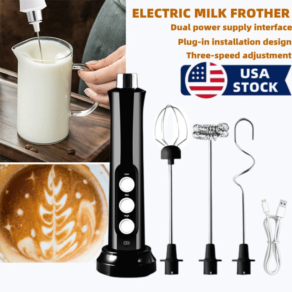 Compact Electric Milk Frother for perfect drinks&#x2014;ideal for coffee, eggs, and kitchen stirring.