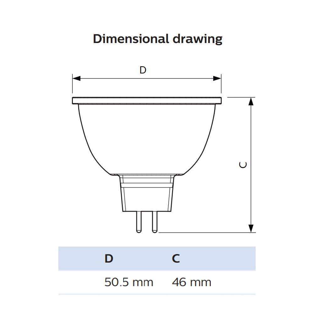 PHILIPS 6.5W MR16 LED Soft White 2700K Flood 25d Dimmable - 42w equiv.