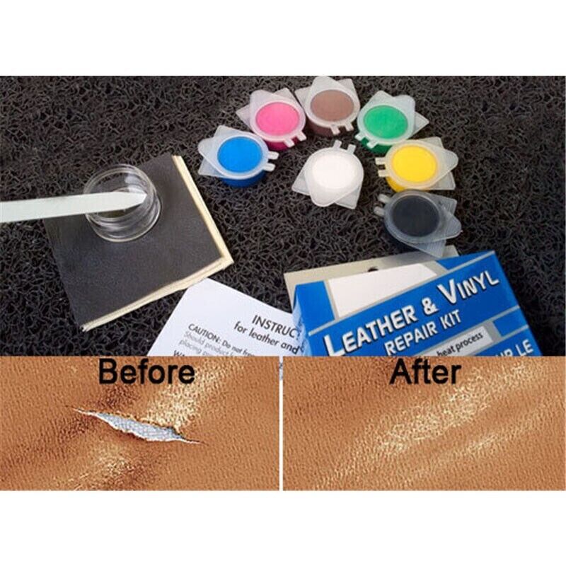 DIY Leather Repair Kit: Fixes Holes, Rips, Burns in Clothing and Car Seats.