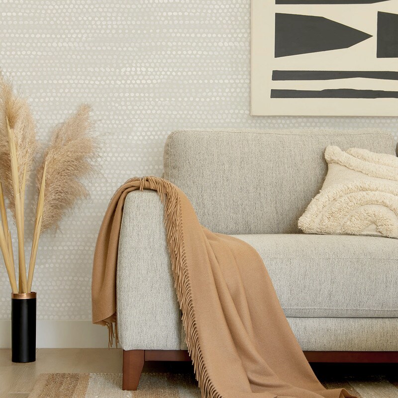 Tempaper Moire Dots Peel and Stick Wallpaper Pearl Grey