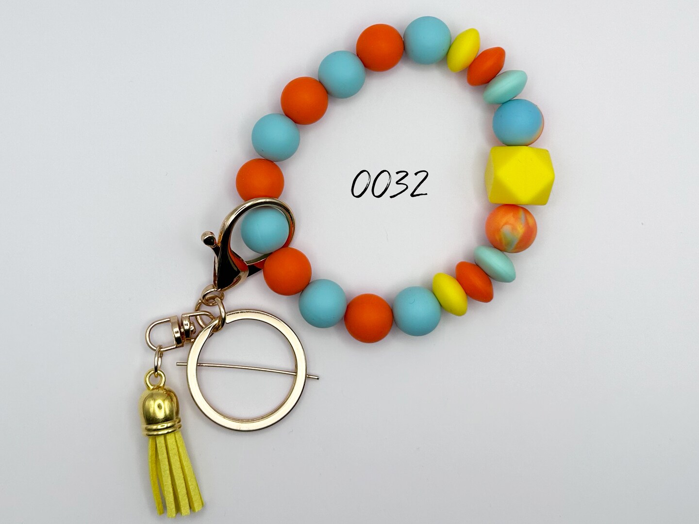 Bangle Keychain Wristlet - Silicone Beaded Bracelet – Trending Tassels,  Lobster Clasp and Key Ring - Orange Creamsicle Dreams