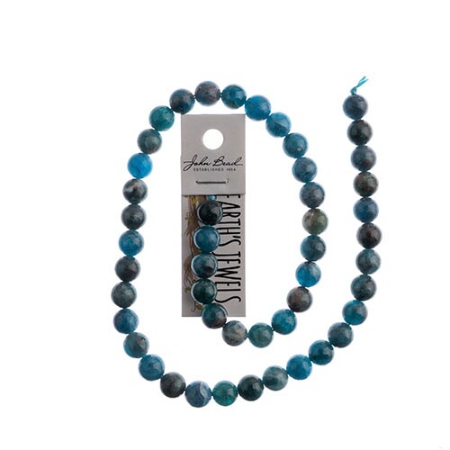 Earth's Jewel Semi-Precious 16" Apatite Round Natural Bead Strand, 8mm