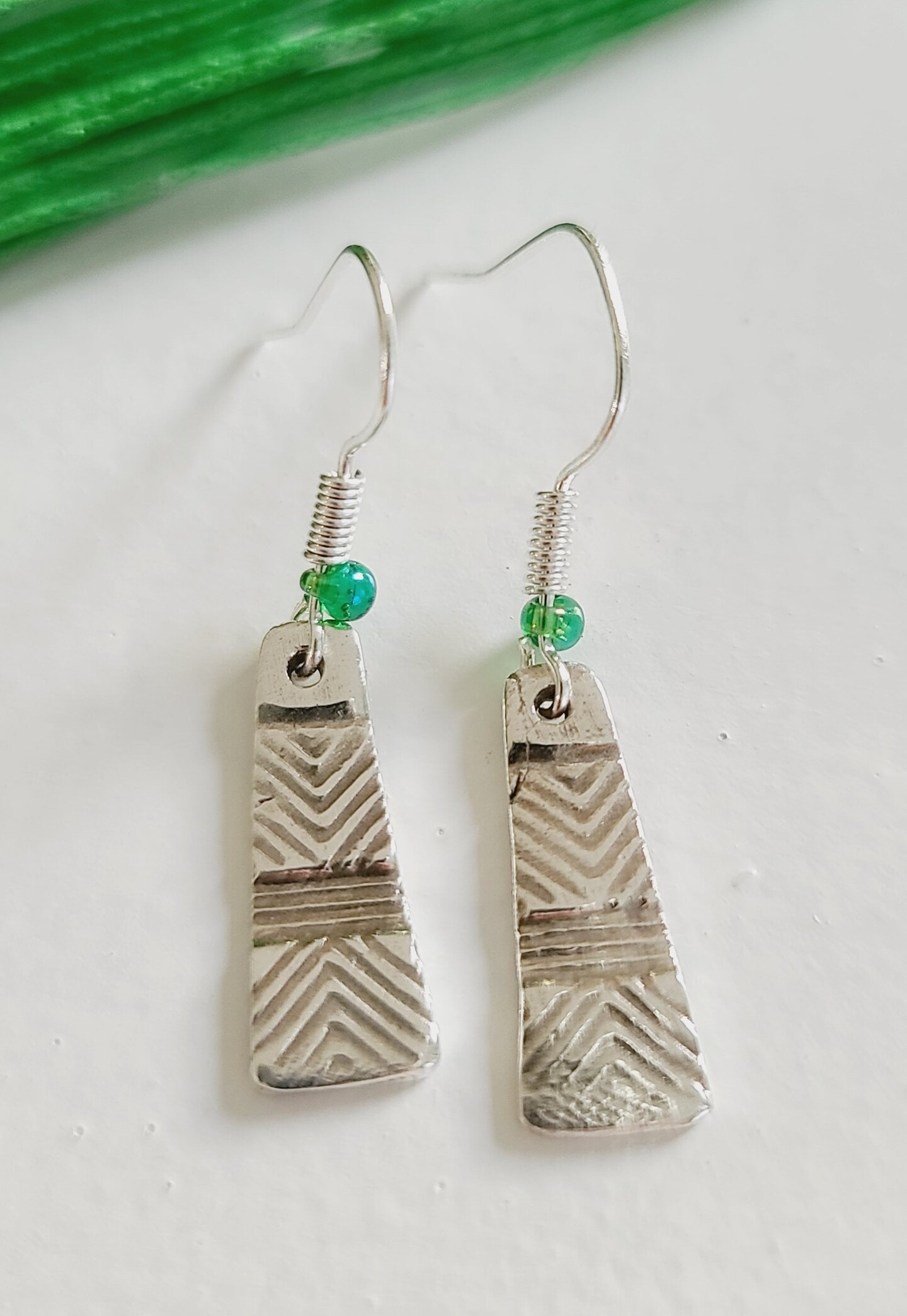Silver and Gold, Dangle Earrings, Fine Silver Precious Metal Clay (PMC)  Designs, Free Shipping