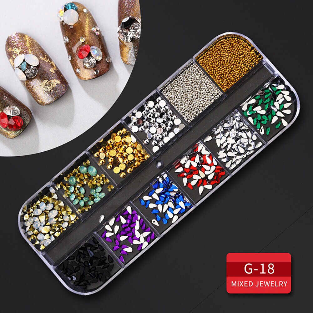 Kitcheniva Nail Glitter Flakes Sequins Rhinestones Pearl Nail Art Decorations