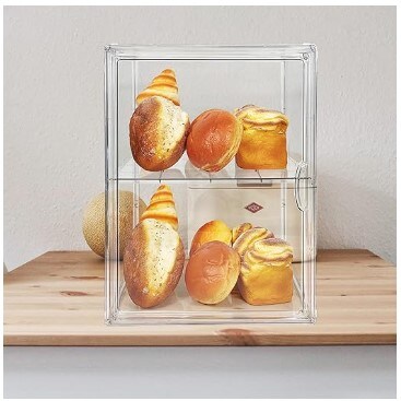 3 Layers Large Bread Box for Kitchen Countertop Clear Bread Storage with Adjustable Food Safe for Bread, Bagel, and Muffins