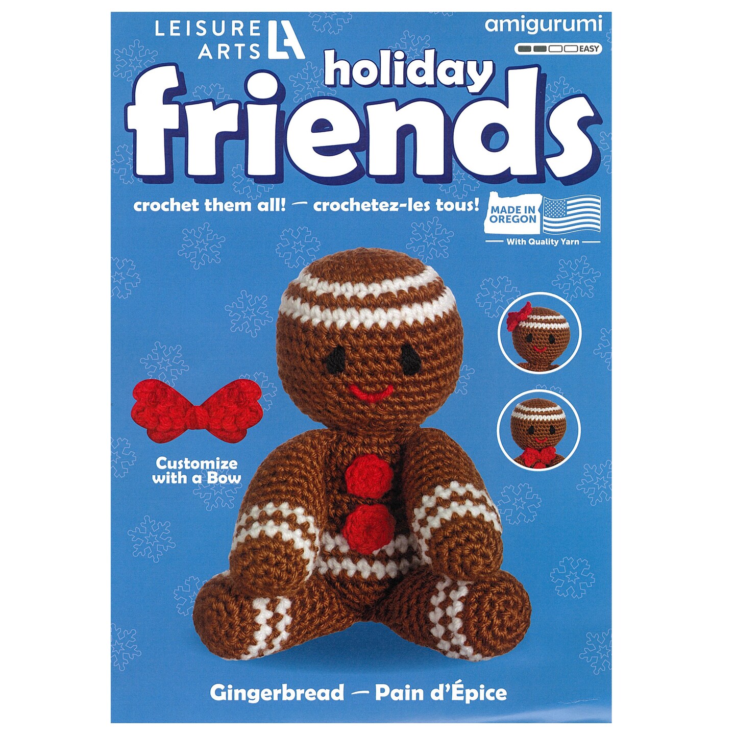 Leisure Arts Crochet Friend Kit, Gingerbread, 8", Complete Crochet kit, Learn to Crochet Animal Starter kit for All Ages, Includes Instructions, DIY amigurumi Crochet Kits