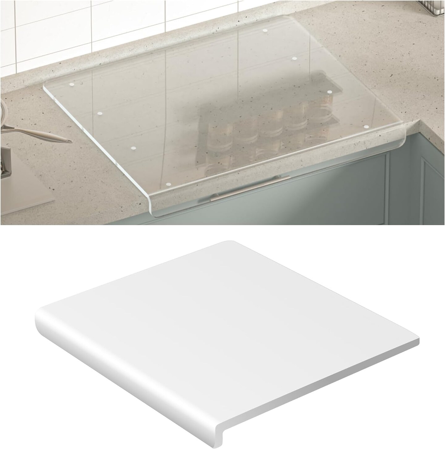 Clear Acrylic Cutting Boards For Kitchen Counter With Lip Large Anti-Slip