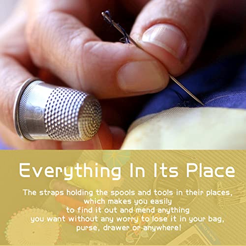 Sewing Kit with Case, Sewing Supplies for Home Travel and Emergency, Kids Machine, Contains Spools of Thread, Mending and Sewing Needles, Scissors, Thimble, Tape Measure