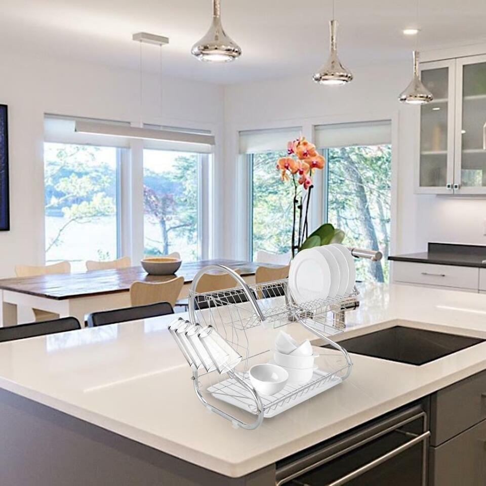 Multi-function 2-Tier Stainless Steel Dish Drying Rack