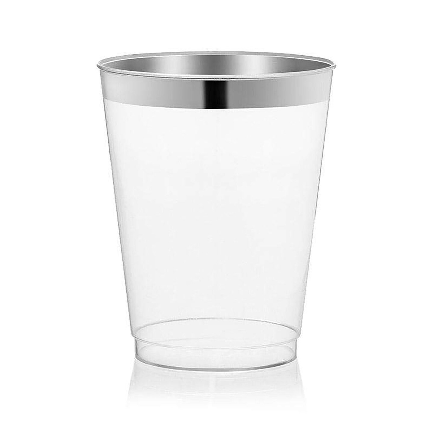 Clear with Metallic Silver Rim Round Tumblers - 10 Ounce (336 Cups)