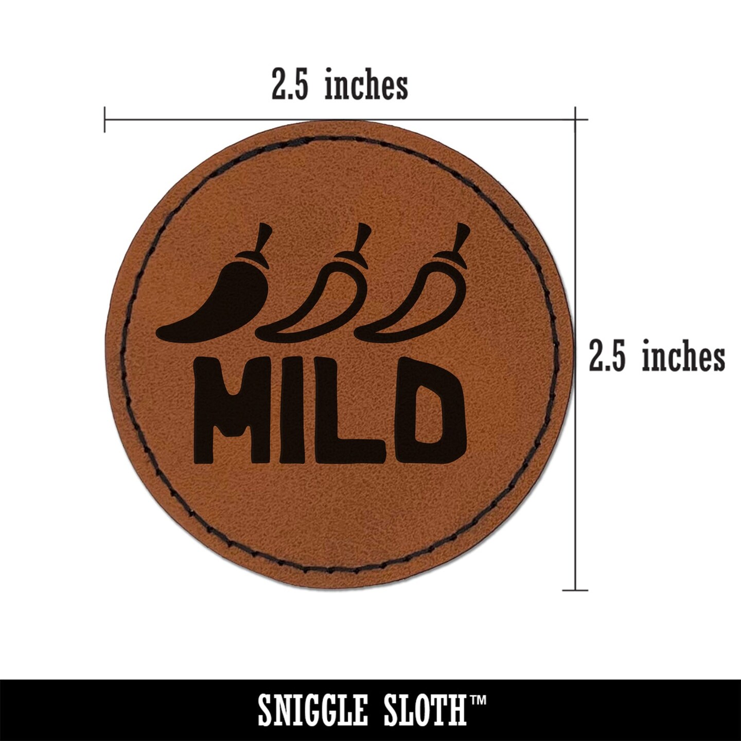 Flavor Mild Round Iron-On Engraved Faux Leather Patch Applique - 2.5&#x22;