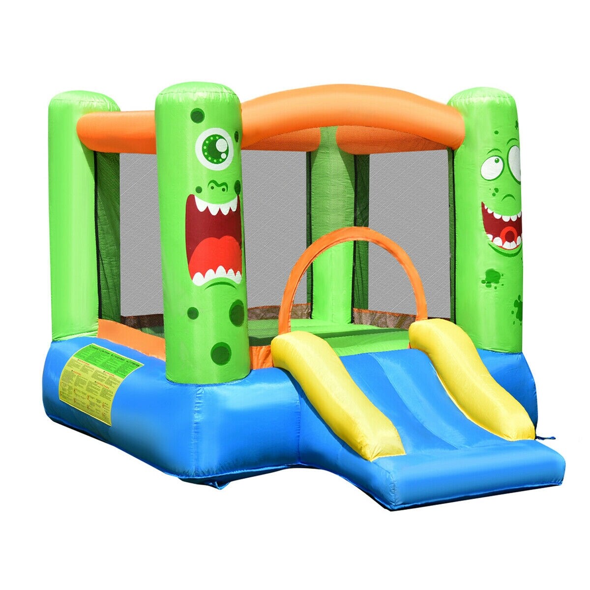 Kids Inflatable Castle Water Slide Outdoor Playhouse with Basketball Hoop