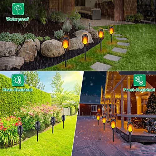 6 Pack Solar Torch Light with Flickering Flame for Garden Decor, Solar Garden Lights, Waterproof Solar Powered Outdoor Lights, Flame Torches for Outside Patio Path Yard Decorations