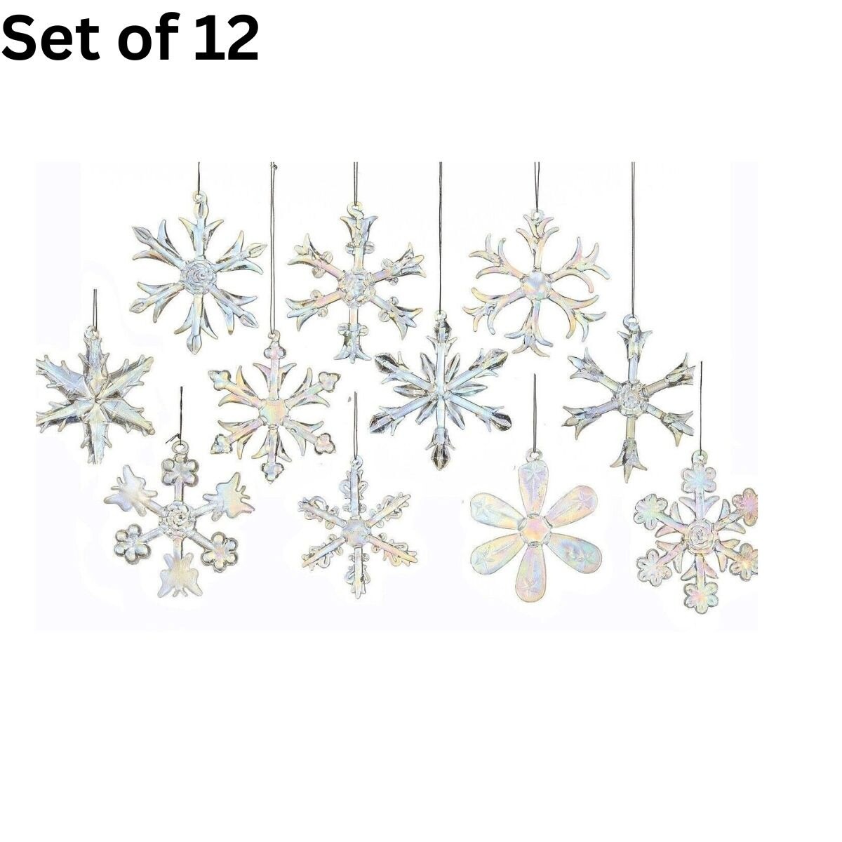 Iridescent Snowflakes Glass Christmas Ornament Set of 12 Michaels