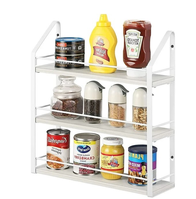 White 3 Layer Hanging Kitchen Spice Rack Organizer