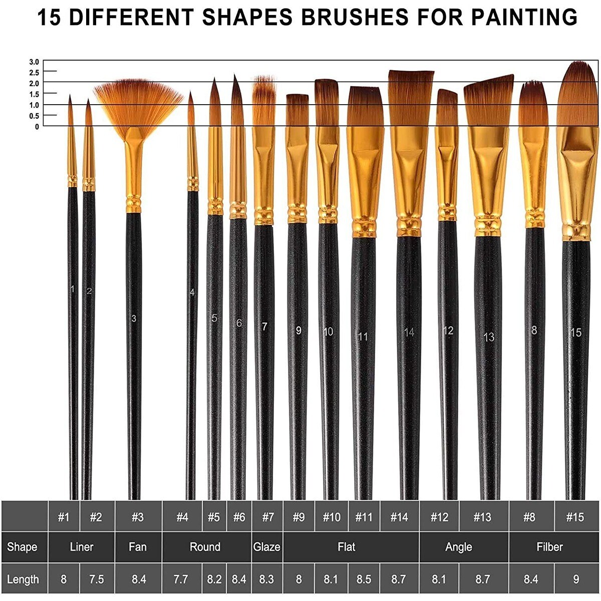 Professional Artist Nylon Paint Brushes 17 pcs