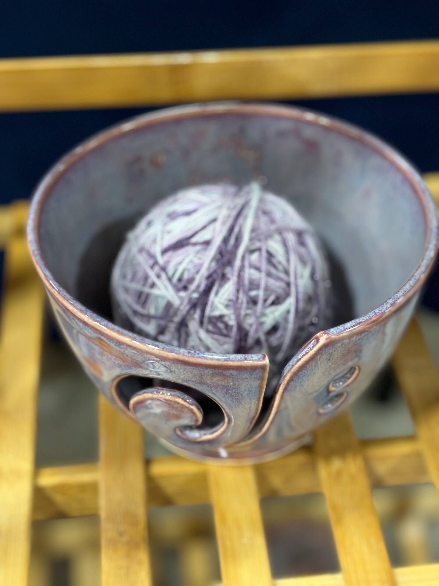 Purple Ceramic Handmade Yarn Bowl