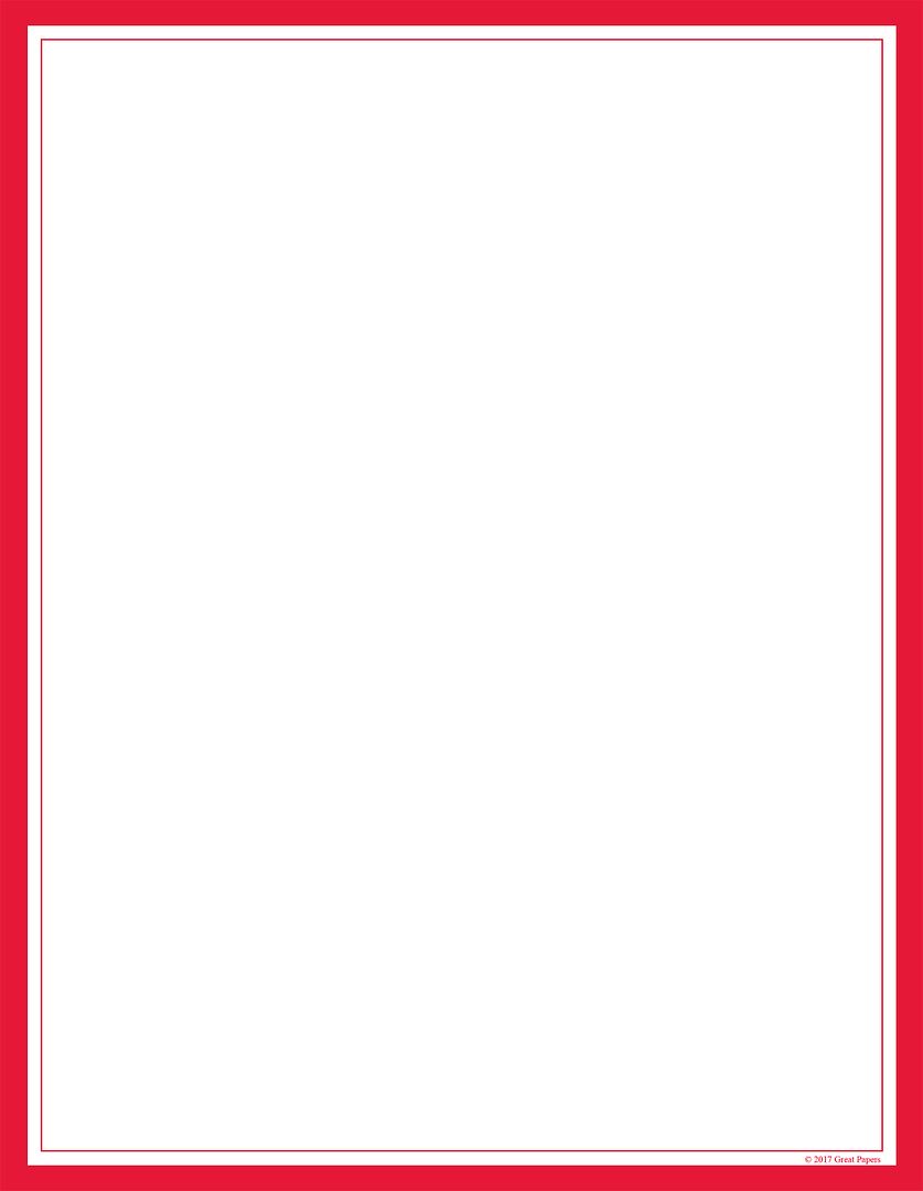 Great Papers! Red Border Stationery Letterhead, Invitations and Announcements, Printer Friendly, 8.5&#x22;x11&#x22;, 80 Pack