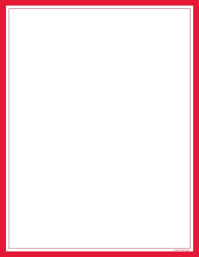 Great Papers! Red Border Stationery Letterhead, Invitations and Announcements, Printer Friendly, 8.5"x11", 80 Pack