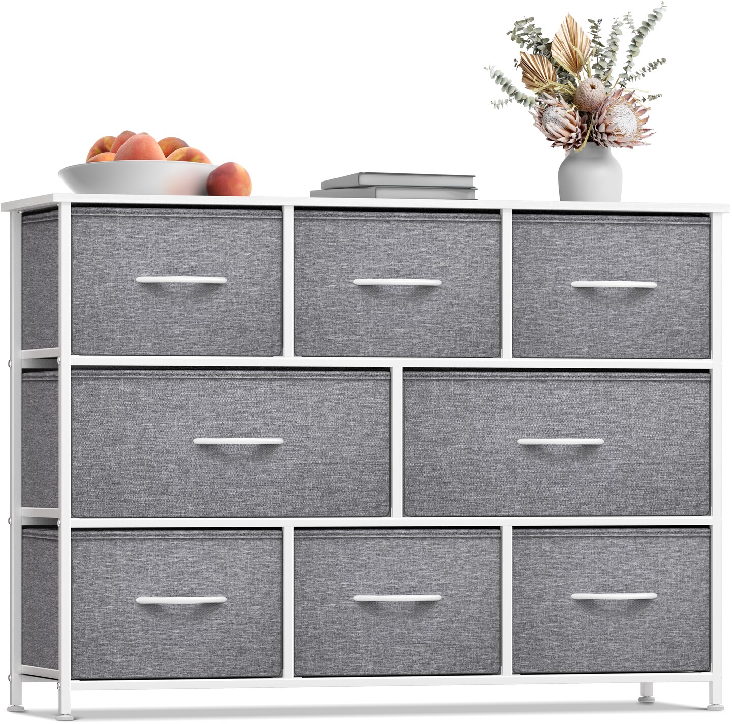 Sorbus Dresser with 8 Drawers - Chest Organizer Unit with Steel Frame Wood Top & Handle Easy Pull Fabric Bins for Clothes - Wide Storage Furniture for Bedroom, Hallway, Living Room, Nursery & Closet