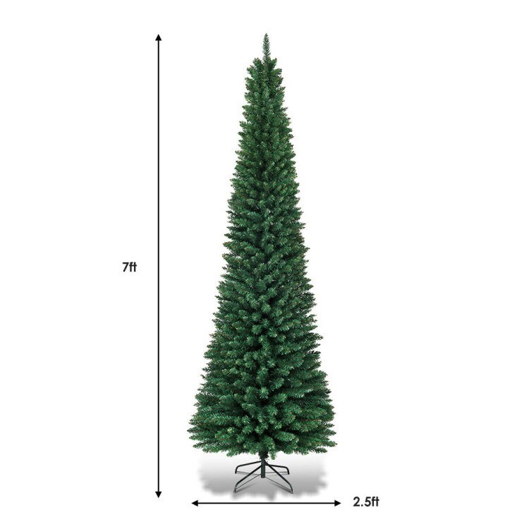 5/6/7/8/9ft PVC Artificial Slim Pencil National Christmas Tree with Metal Stand
