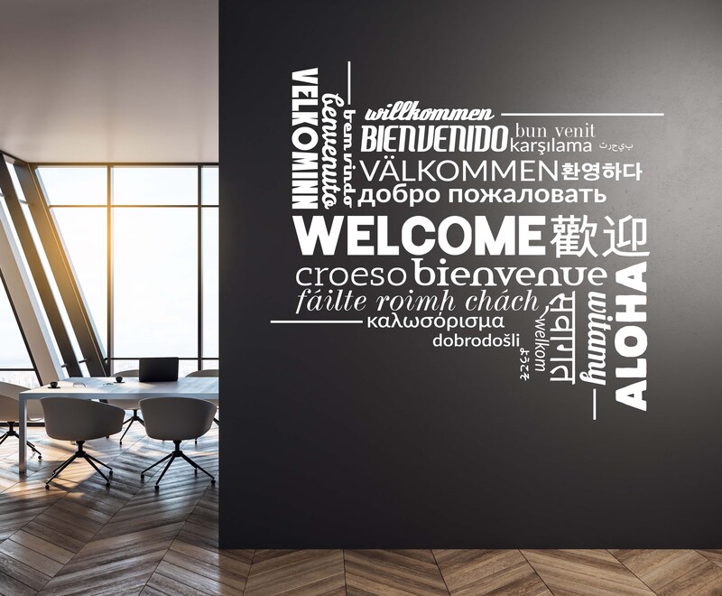 Welcome in Many Languages Decal, Welcome Wall Sticker, Welcome Decor ...