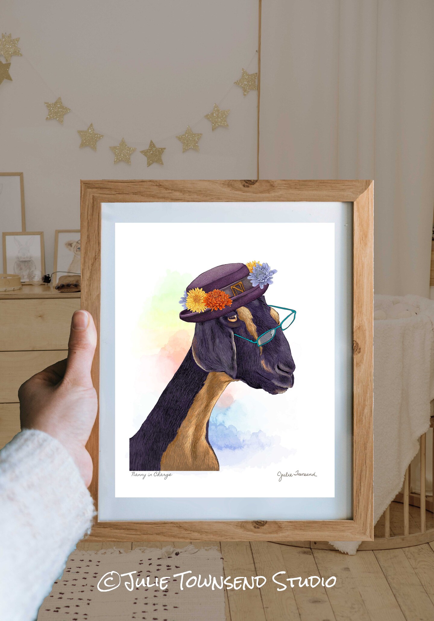 ART PRINT - NANNY IN CHARGE - A Whimsical Drawing of a Sweet Nanny