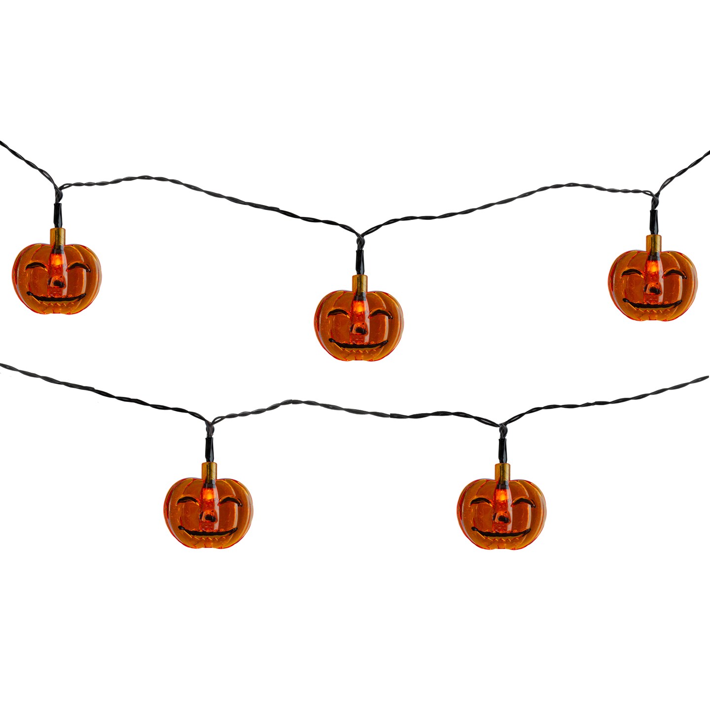 Northlight Jack O&#x27; Lantern LED Mini Halloween Lights - Orange - 6&#x27; Black Wire - 10ct