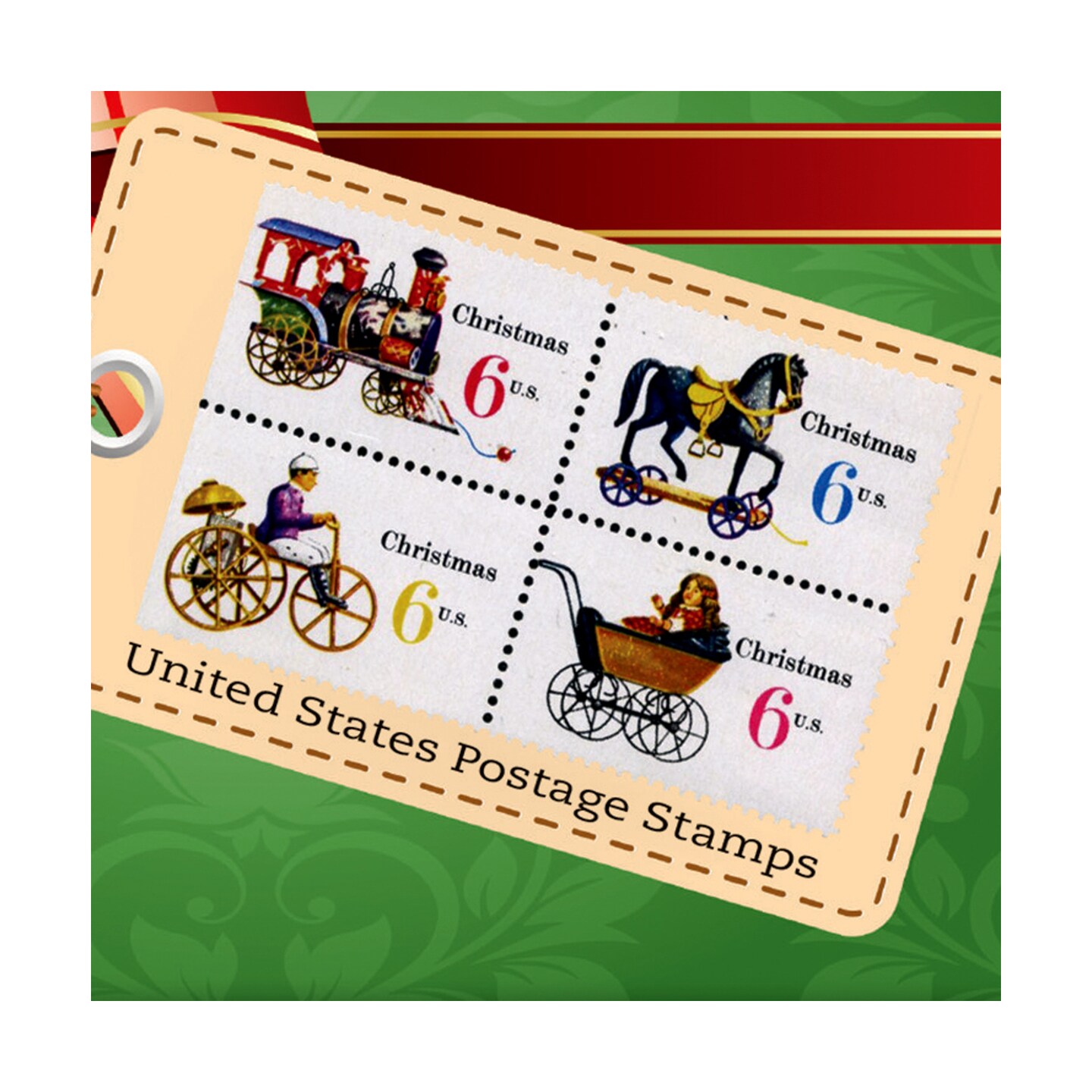 Christmas Toy United States Stamp Collection Framed