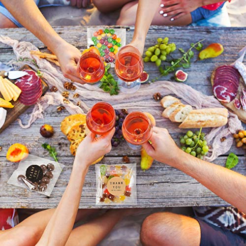 400 Pieces White Polka Dot Treat Bags Self Adhesive Candy Cookie Bags, 200 Cellophane Bags + 200 Thank You Sticker for Bakery Biscuit Chocolate Snacks Dessert (5.5x5.5Inches, White Polka Dot+Sticker)