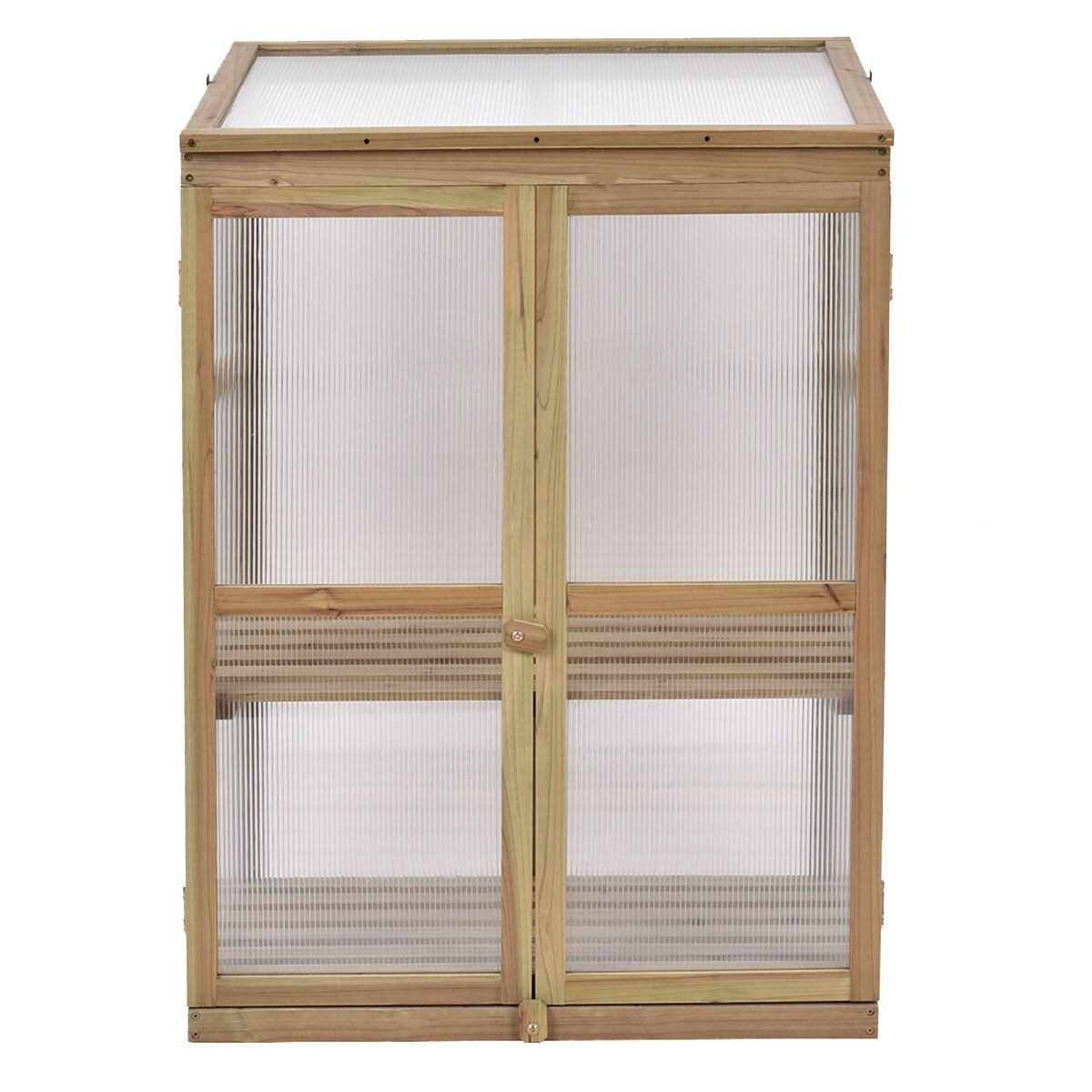 Garden Portable Wooden Raised Plants Greenhouse with Double Shelves