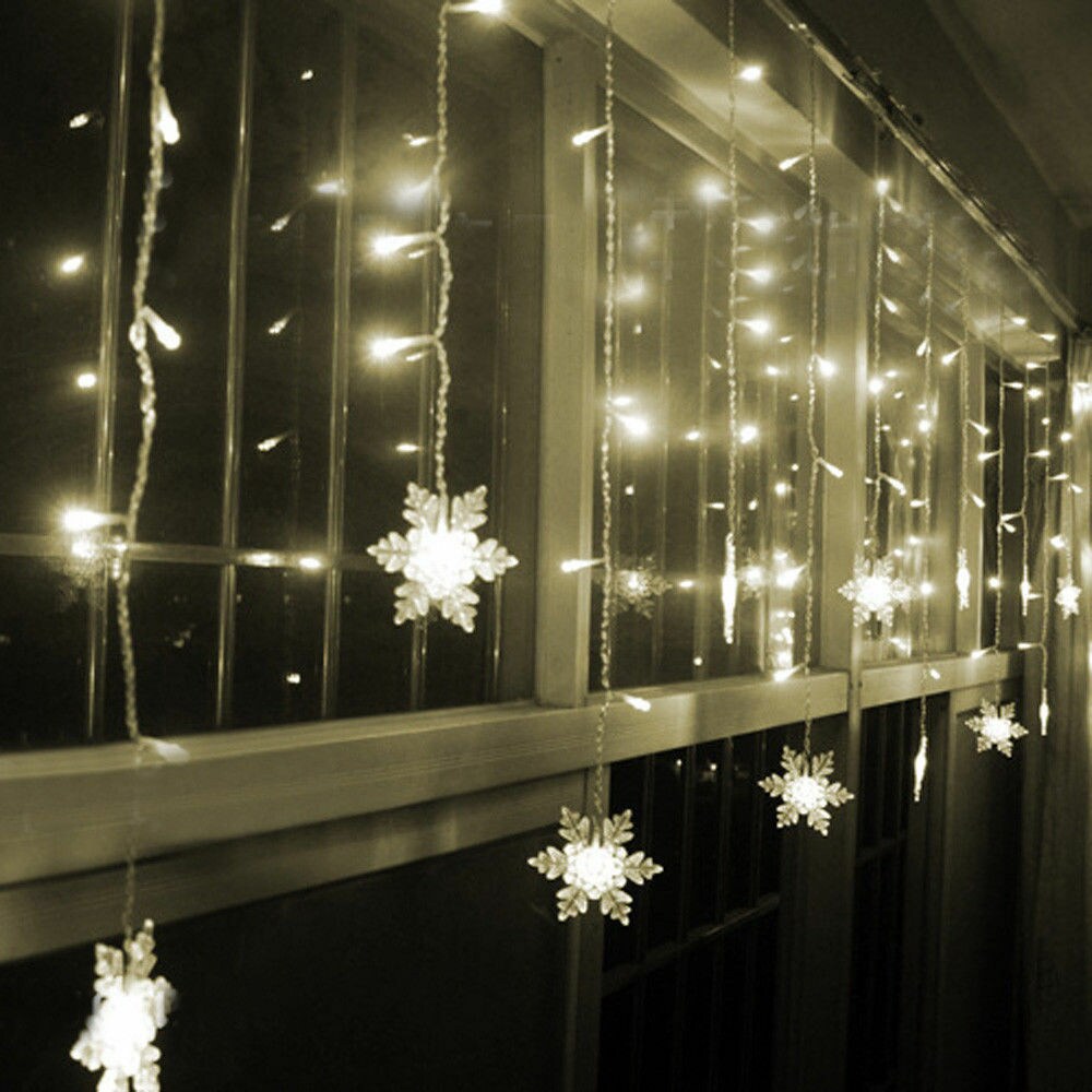 Kitcheniva Christmas LED Curtain Window Snowflake String Fairy Lights