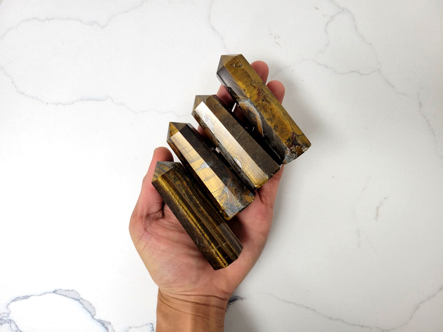 Tiger&#x27;s Eye Crystal Obelisk Tower Point