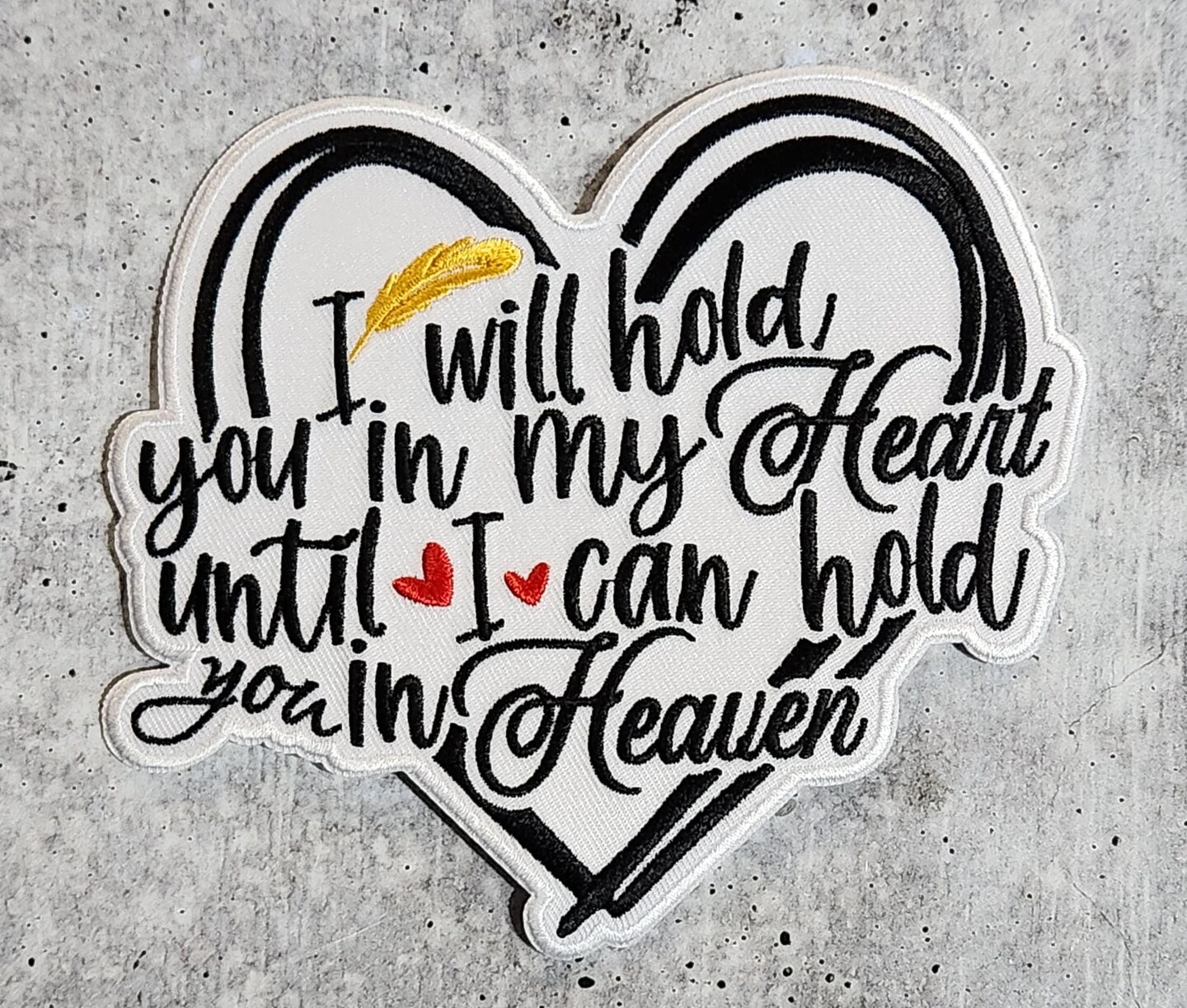 Memorial Collection: Patch Party Club, &#x22;I Will Hold You in My Heart&#x22; 1-pc, Iron-On Embroidered Patch, Sz 4&#x22;, Tribute Patch, Loss Support