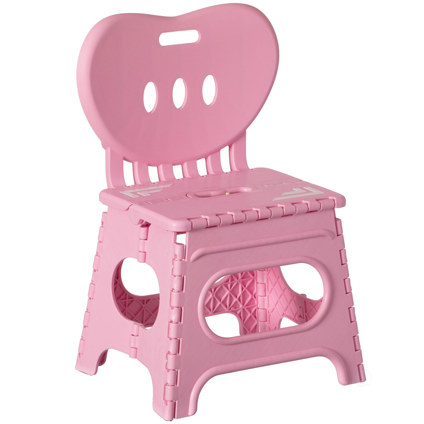 Plastic Foldable Step Stool with Back Support, Heart Shaped Backrest, Portable Chair with Handle, Kids Stepping Stool and Bathroom Stool, Collapsible Step Stool