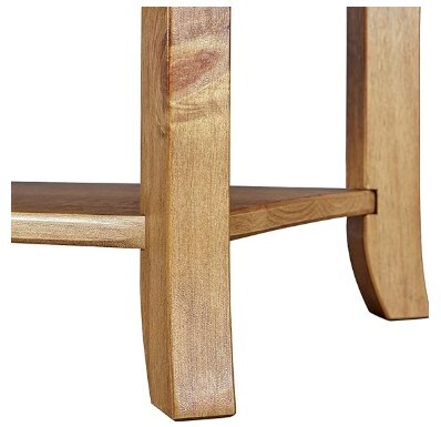 Rustic Wood 3-Tier Nightstand with Storage Shelf and Drawer/Round Metal Knobs/Heritage Collection Furniture/End Table/Side Table, Teak Finish