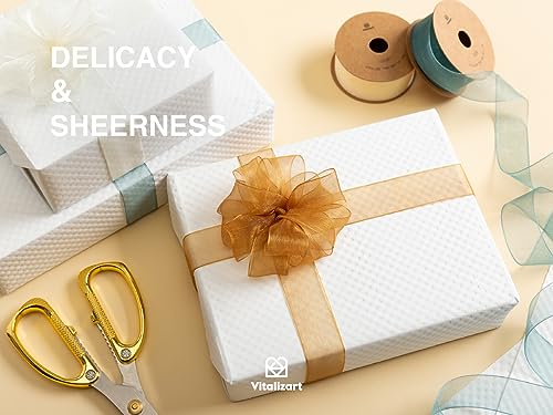 1" x 90 Yards Organza Ribbon Mixed Color Sheer Ribbons Set 10 Yd x 9 Rolls Handmade Eco-Friendly for Gift Wrapping Christmas Tree Crafts Bows Wedding Invitations Wreaths Wrap