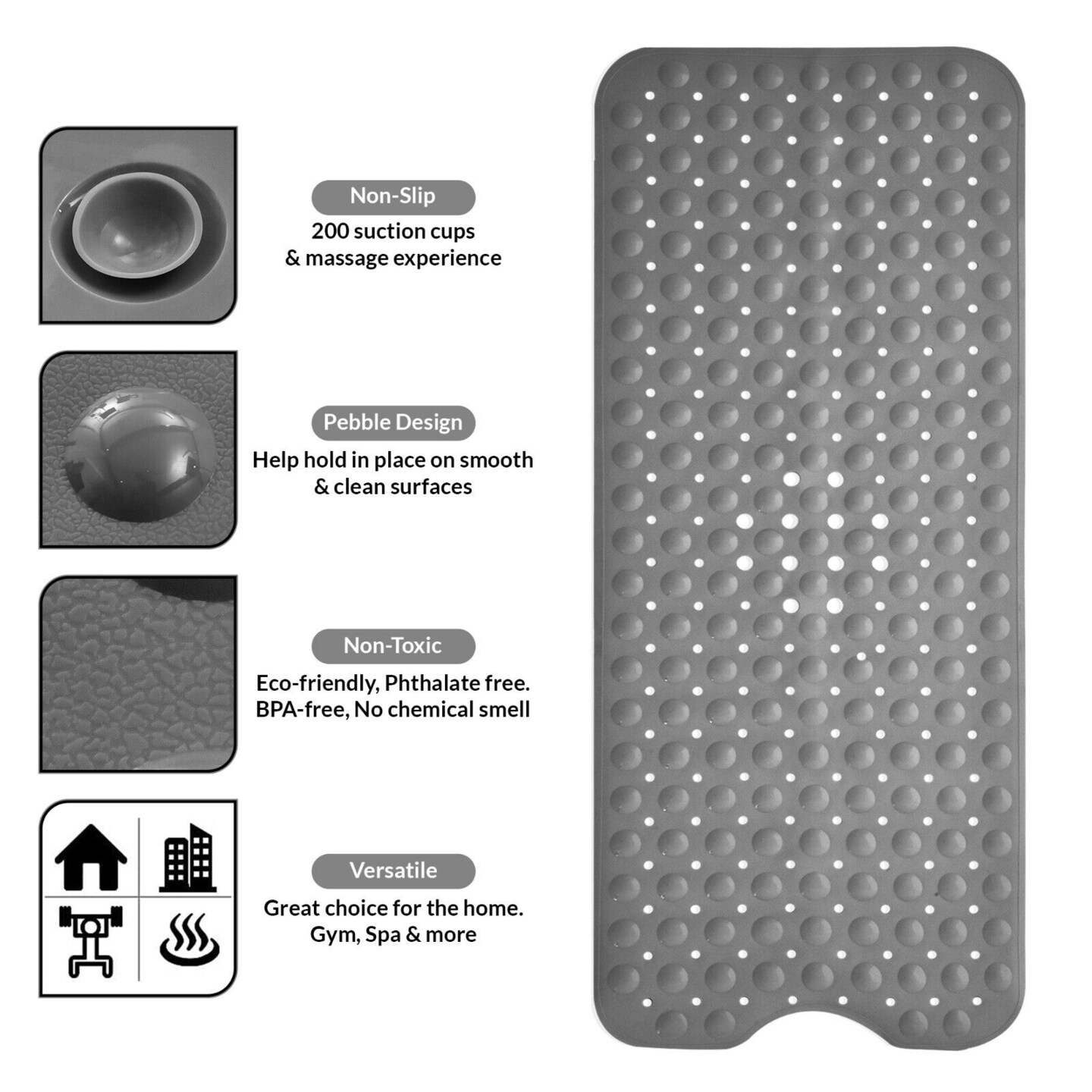 40x16 Inches Antibacterial Bathroom Shower Mat