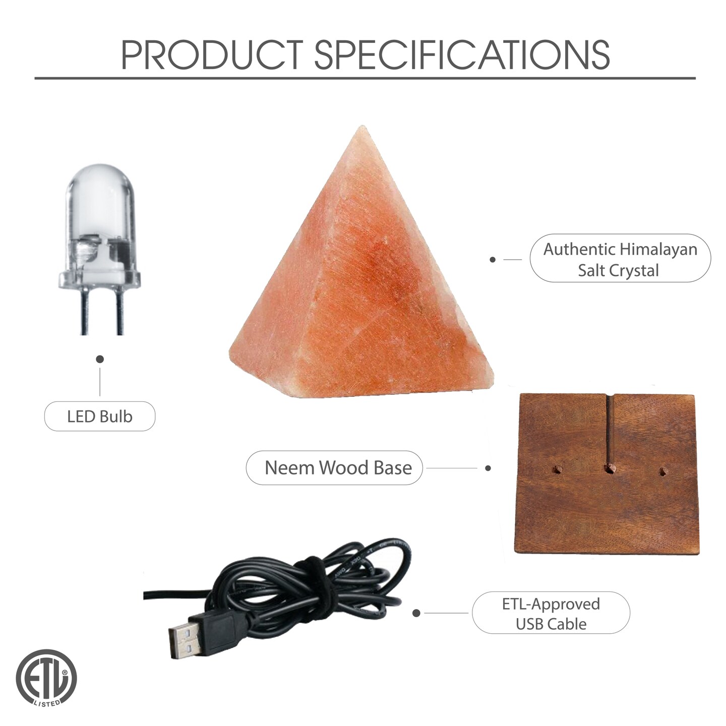 Oziel Piramide Salt Lamp 8 Color Modes