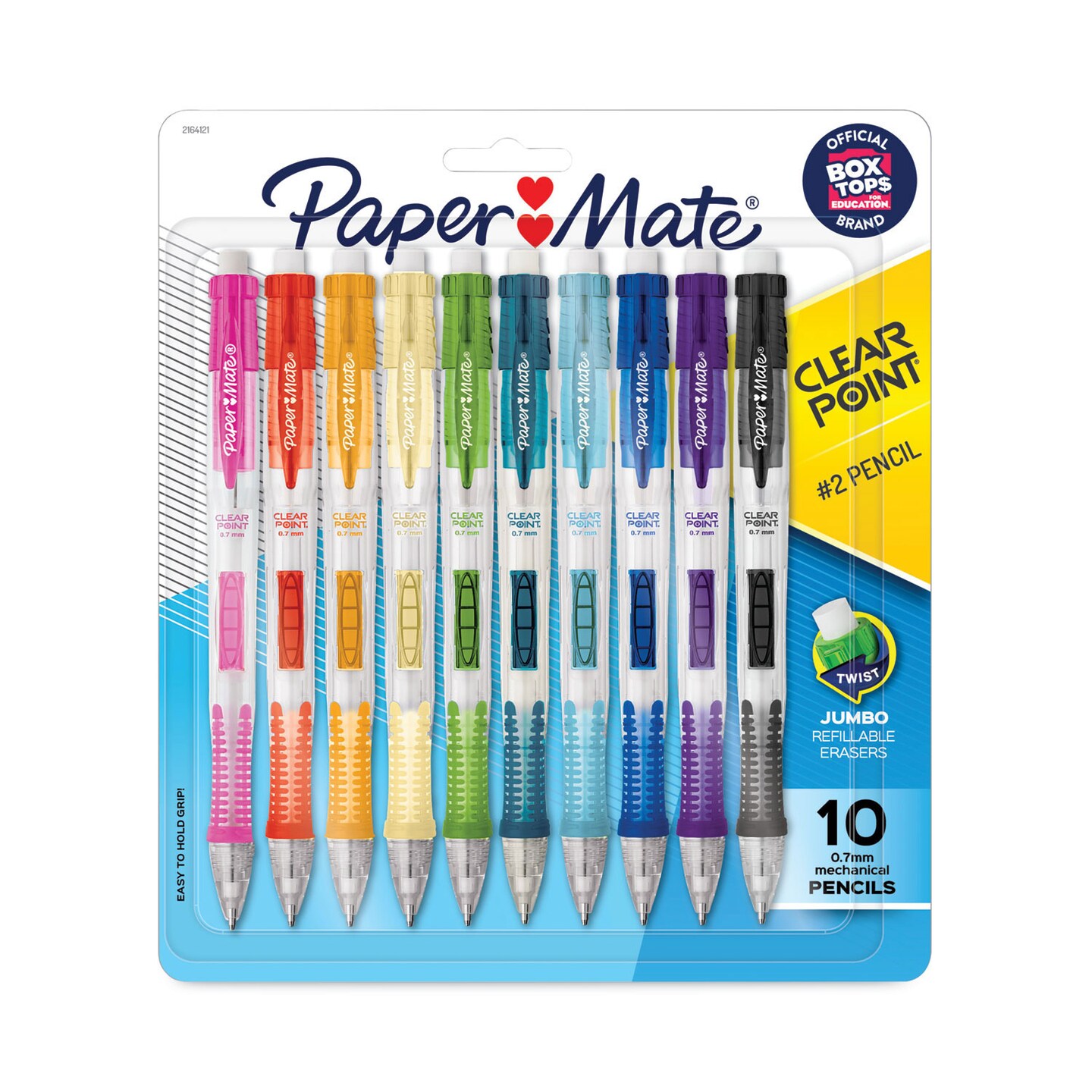Papermate&#x26;reg; Clear Point Mechanical Pencil, 0.7 mm, HB (#2), Black Lead, Assorted Barrel Colors, 10/Pack