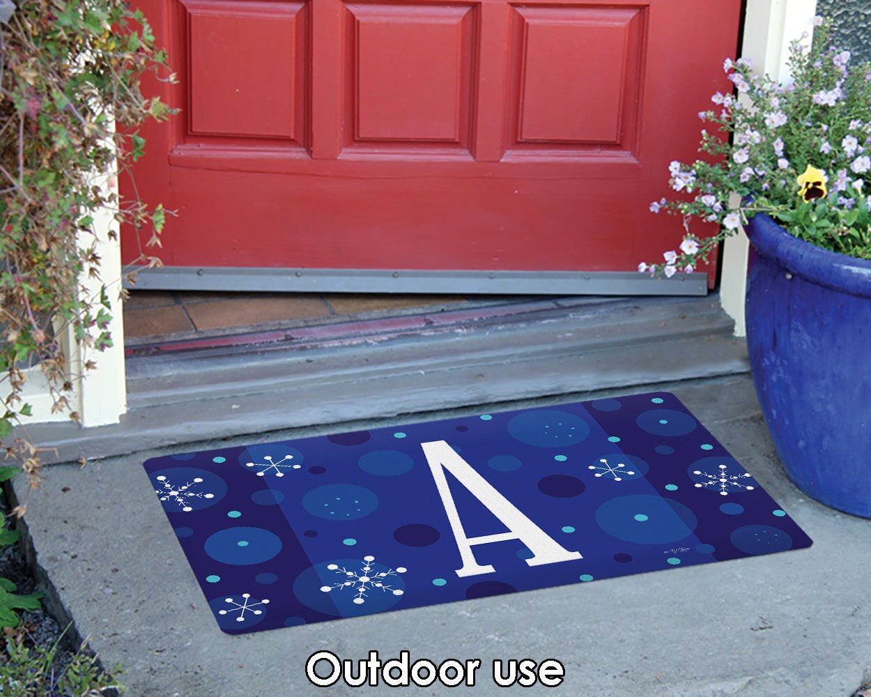 Winter Snowflakes Monogram A Door Mat (18 x 30&#x22;)