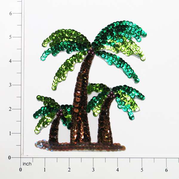 5 1/2&#x22; x 4&#x22; Palm Trees Sequin Applique/Patch