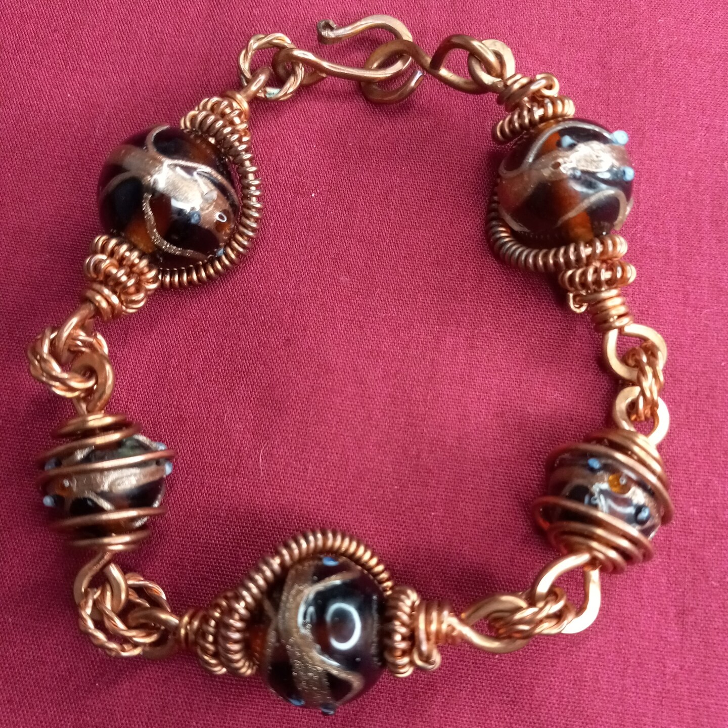 Outlet Copper Coil and Lampwork Bracelet