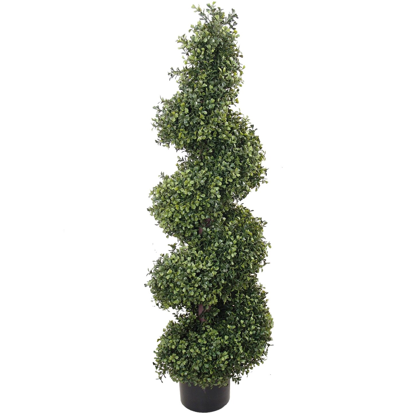 2-Pack: 4ft UV Spiral Boxwood Topiary Tree in Black Pot by Floral Home&#xAE;