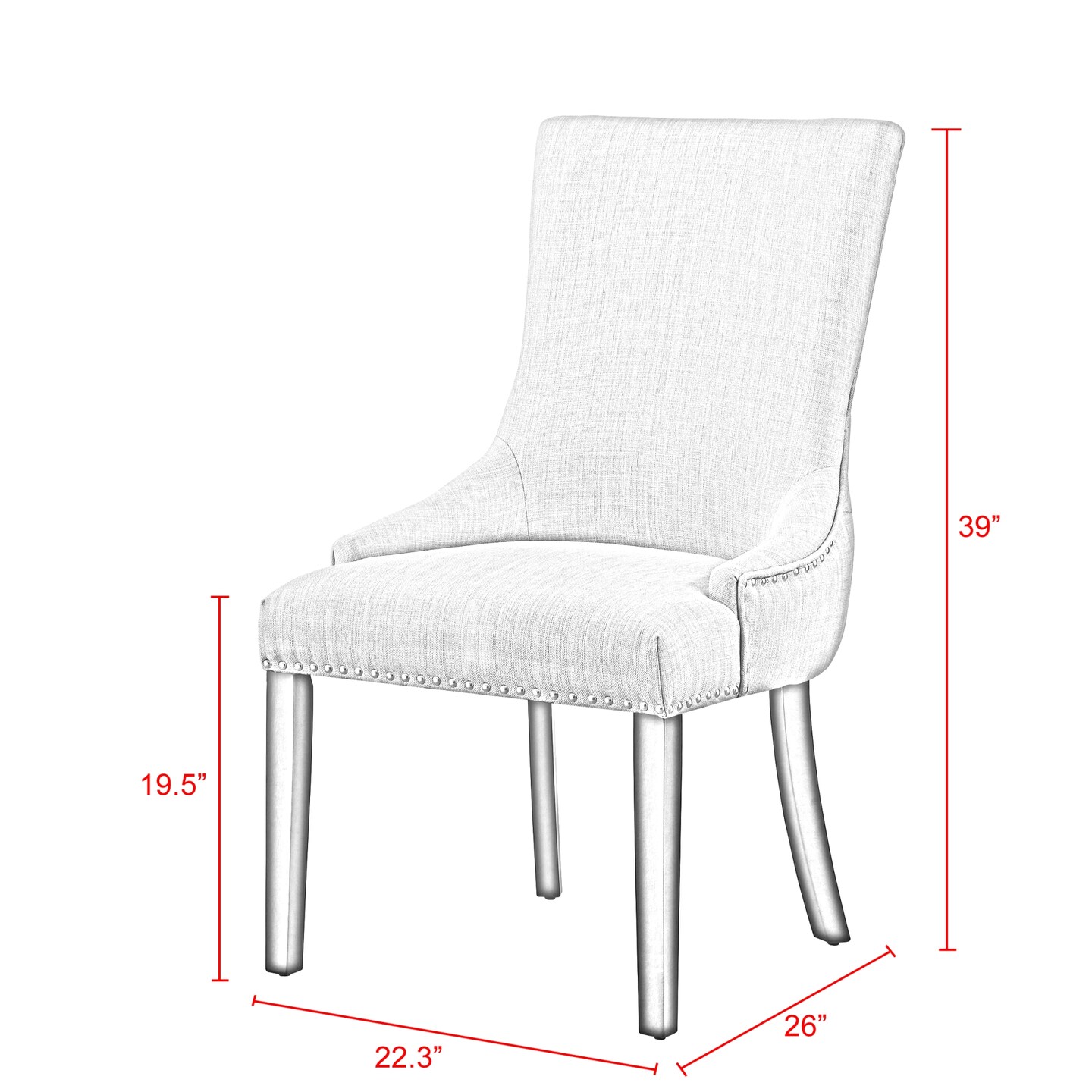 Piper Linen/Velvet/PU Leather Nailhead Armless Dining Chair (Set of 2)