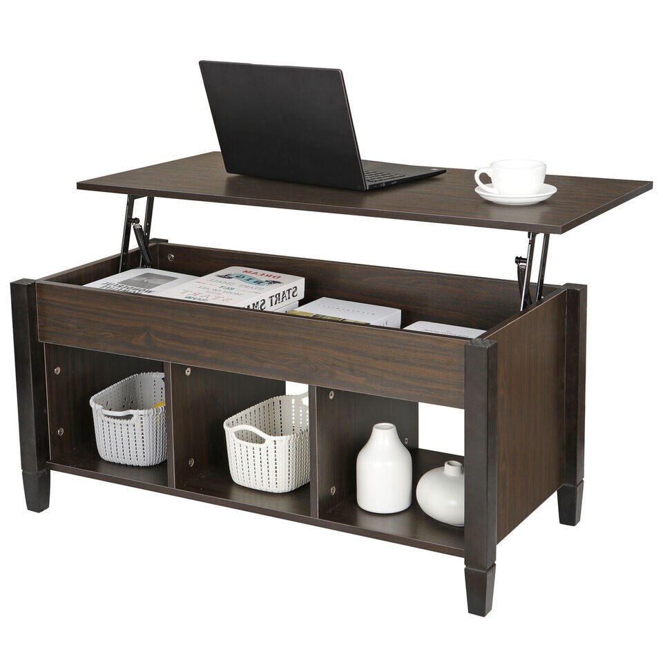 Retro Lift Top Coffee Table Hidden Storage Organizer Table Tea .