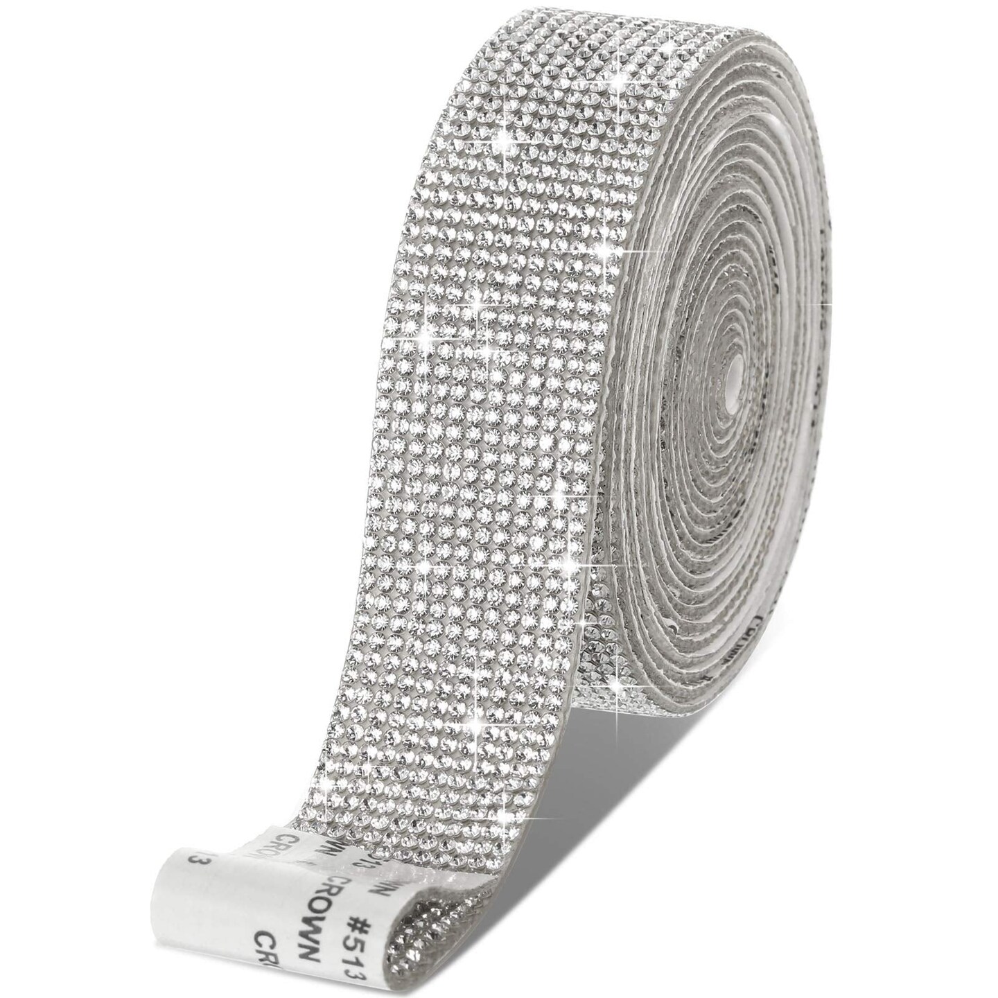 Self Adhesive Rhinestone Strips Diamond Bling Crystal Ribbon Sticker Wrap for Craft Jewel Tape Roll with 2 mm Rhinestones for DIY Car Phone Christmas Decoration (Silver,1.06 Inch x 3 Yards)